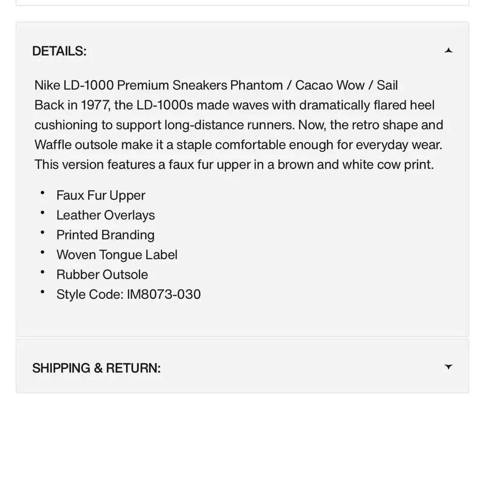 NIB Nike LD 1000. ‘Cacao Wow’
